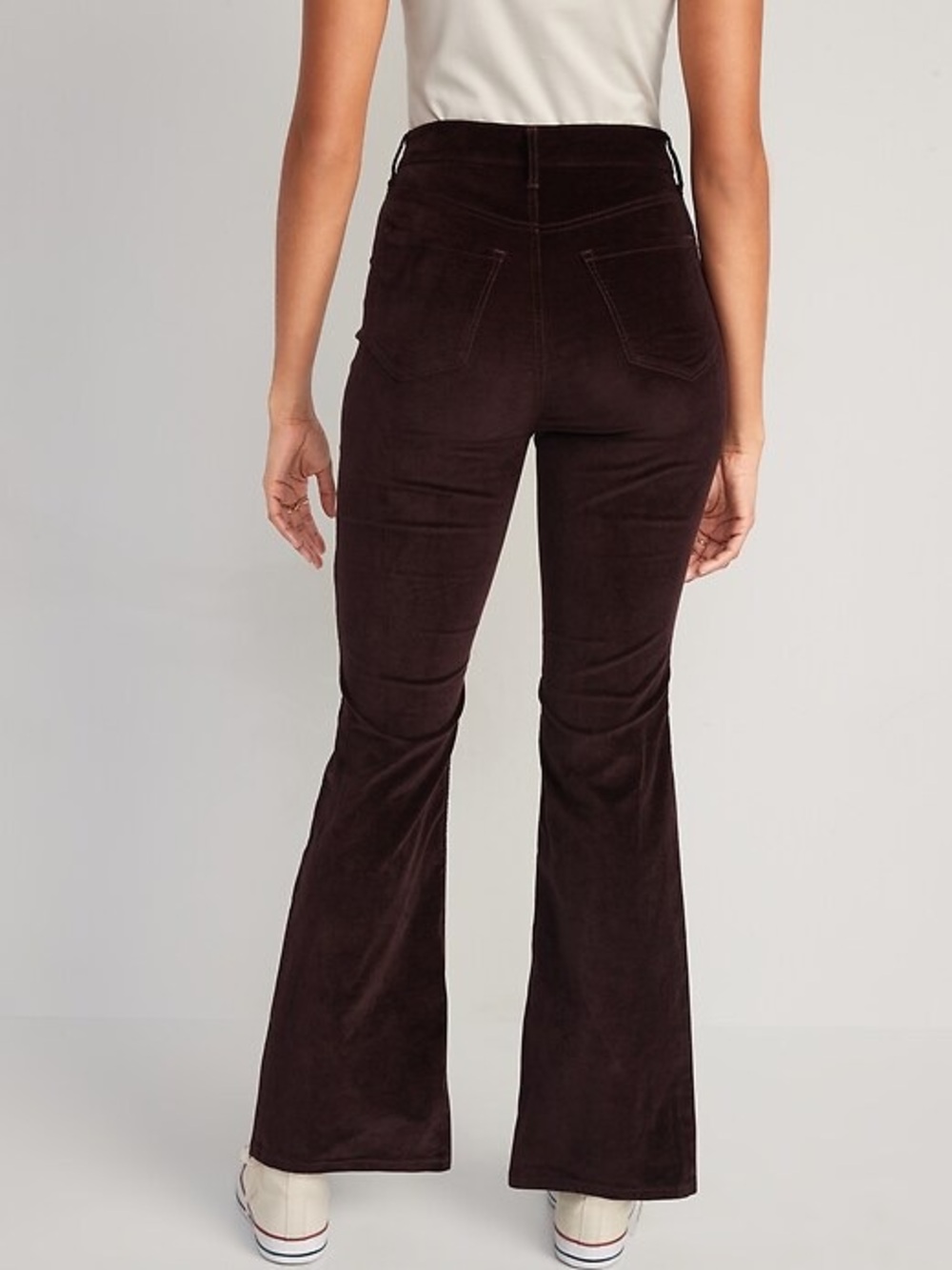 Old Navy Dark Brown Velour High Rise Flare Pants Western Boho Size 2